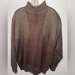 Beretta Men's Large Brown Quarter Zip Up Wool Sweater